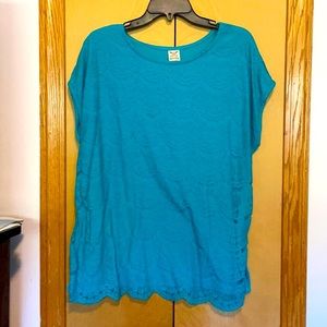Teal Lace Pattern Shirt